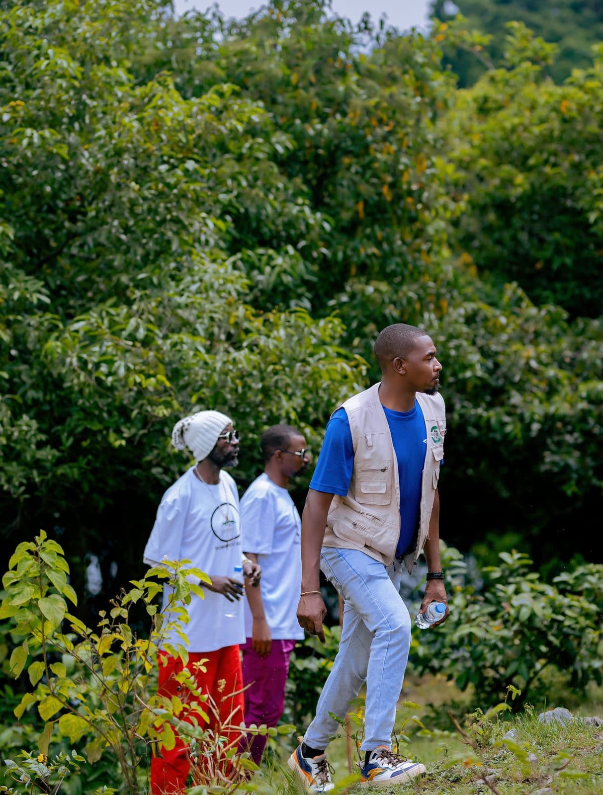 A guide training session in progress beside the lake